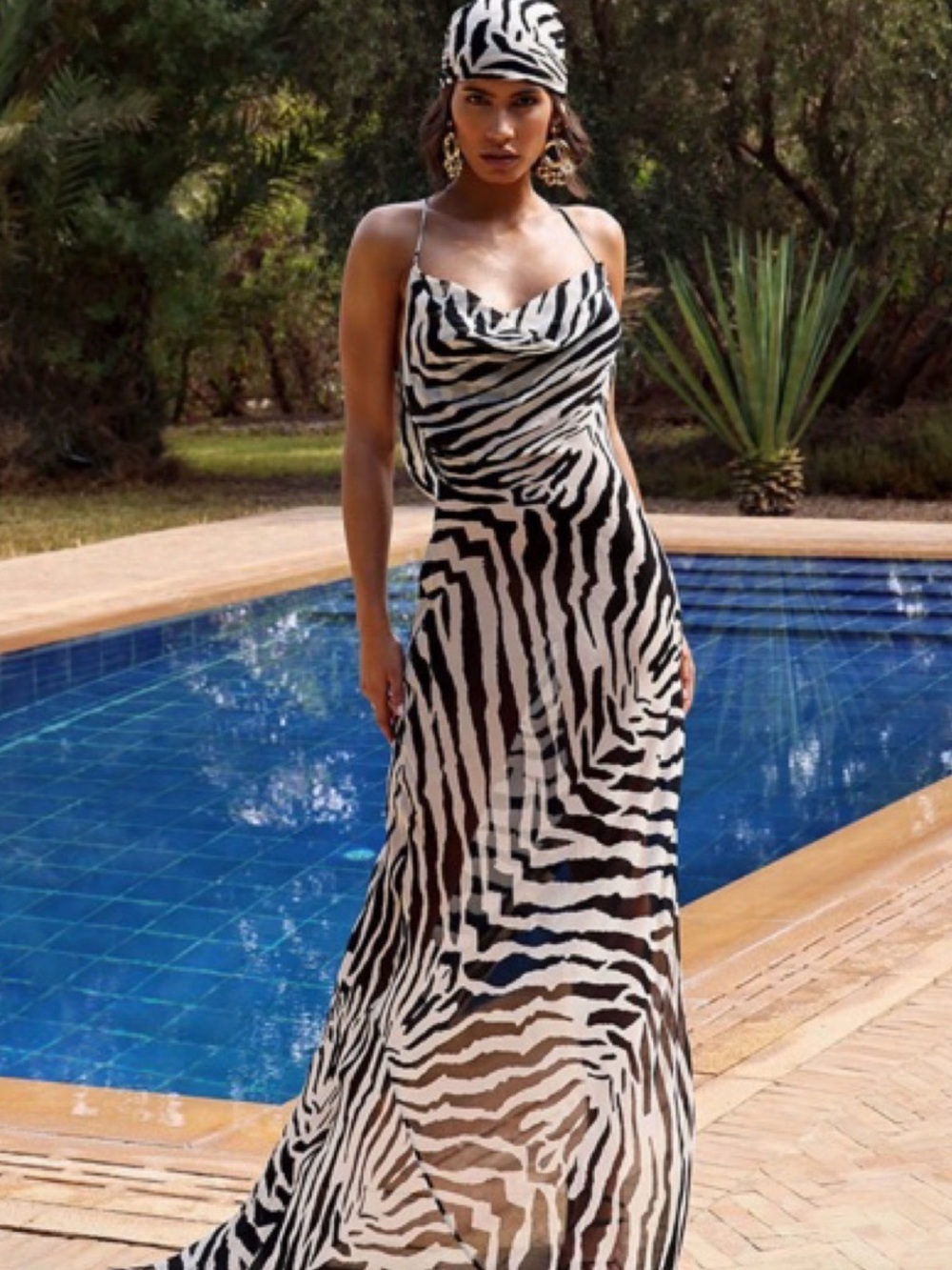 Rat & Boa Black and White Zebra-Print Maxi Dress